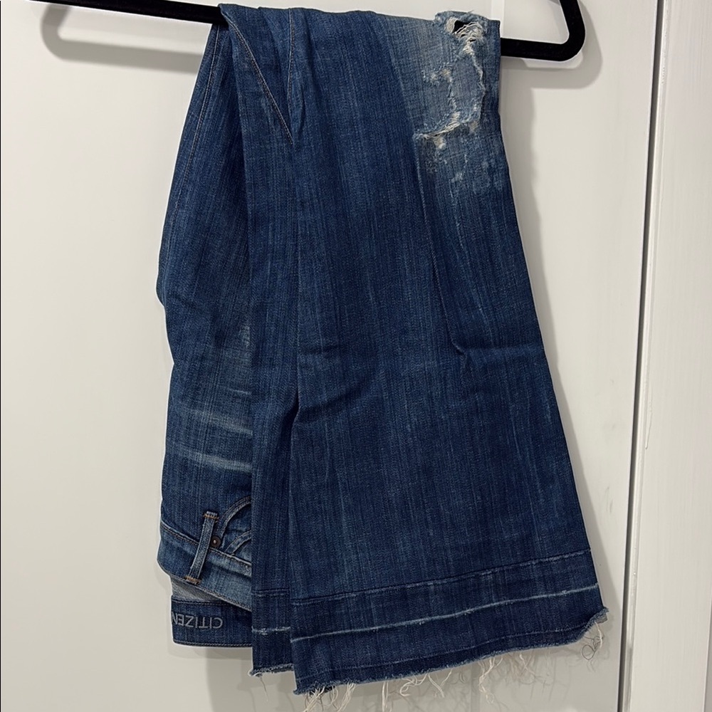 Citizens Of Humanity Blue Boot Cut Jeans Distressed Denim